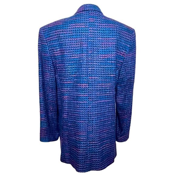 Vintage Emil Rutenberg Womens 100% Silk Tweed Blazer Jacket Handwoven Boxy Fit S - Picture 2 of 9